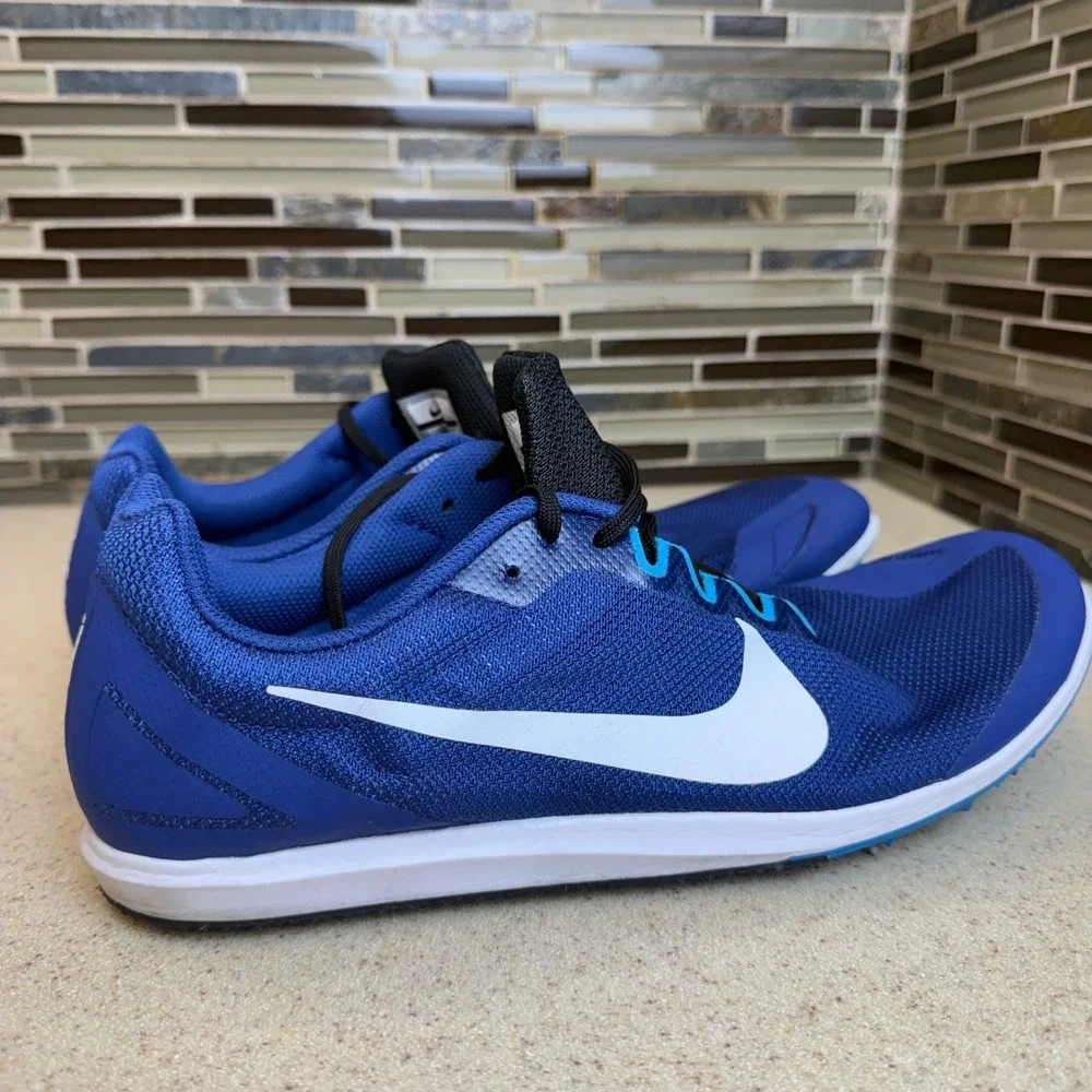 Nike Zoom Rival D 10 Mens 12 Blue &  White Track Field Racing‎ Spikes 907566-400